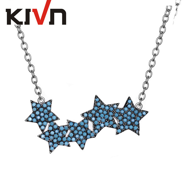 KIVN Fashion Jewelry Sparkling Multiple Stars Pave CZ Cubic Zirconia five stars Pendent Necklaces for Women