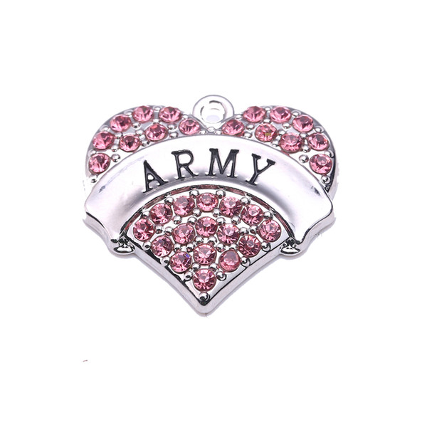 Pink White Blue Red Love Sweet Heart Crystal ARMY Pendant Charm For DIY Wedding Birthday Jewelry Gift