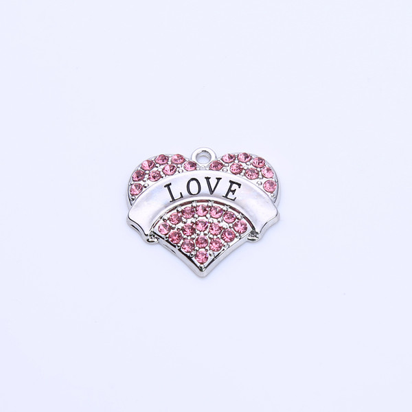 New Arrival 10Pcs A Lot Rhodium Plated SOUL SISTERS/LOVE With Crystal Heart Charm Pendant