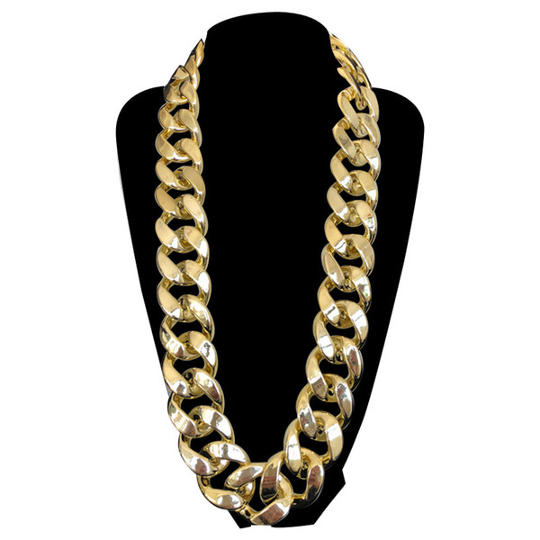 35MM Big Chunky Chain Necklace Statement Gold Plated Men Jewelry Plastic African Ethiopian Jewelry Set Accessories 80's Party free shipping