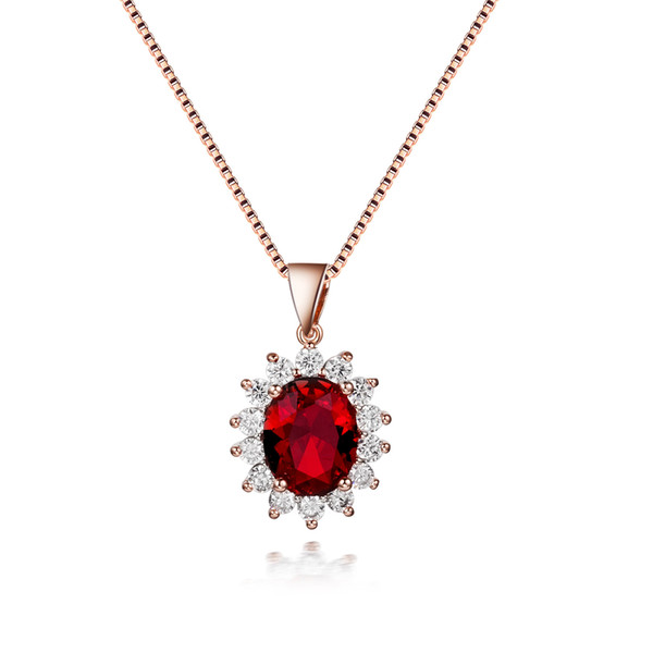 925 Sterling Silver fashion Oval Shape CZ Diamond crystal engagement wedding women jewelry charms cross cute necklace rose gold plate