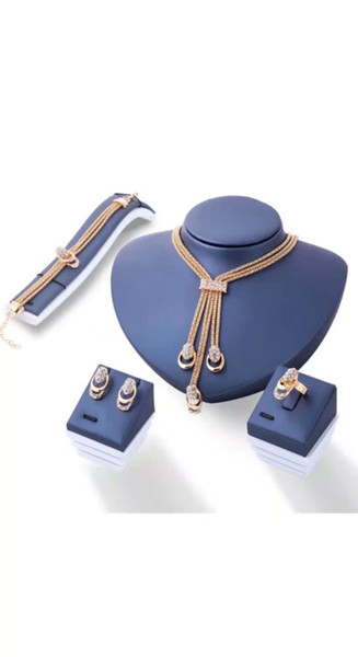 European and American fashion jewelry,necklace set of four earrings ,tassel pattern,suitable for wedding,festive and other,festivals.
