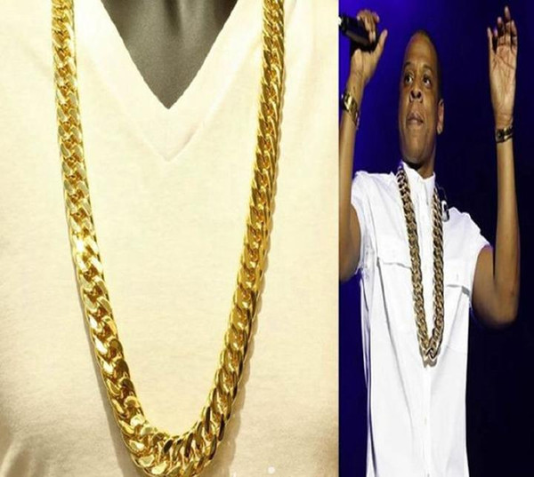Thick Chunky Chain 24k Real Solid Yellow Gold GF Necklace Men 60CM