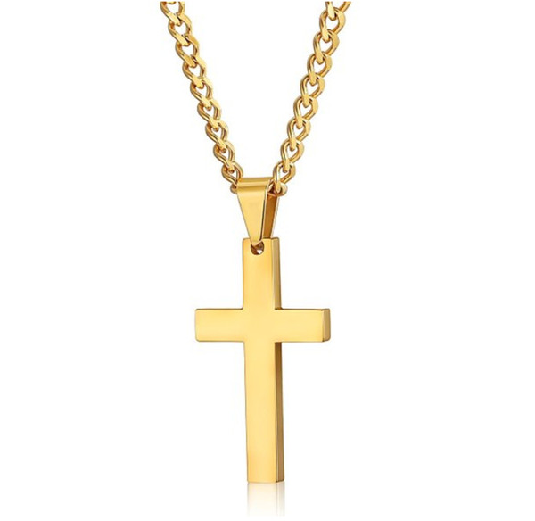 Gold Chain Jewelry Men Cross Pendant Necklace Link Chain Necklace Statement Charm Jewelry Black Silver Gold Plated Cross Necklaces
