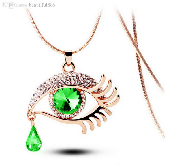 Blue Evil Eyes Pendant Necklace for Women Men Fashion Statement Jewelry Crystal Eyelash Magic Eyes Necklace Luxury Party
