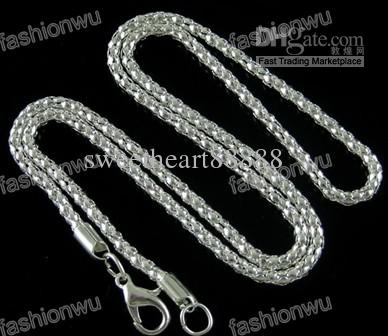 2017 hot sell 120pcs/lot Str 2.4MM Silver Plated Corn Chain Necklace Necklaces & Pendants Chains