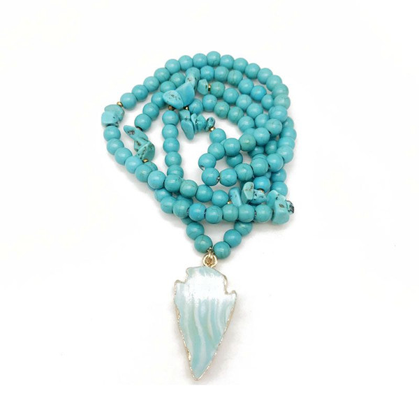 Free Shipping Natural Stone Beads Triangle Pendant Charm Necklace, Punk Styles Simple Design Cute Pendant Necklace For Women