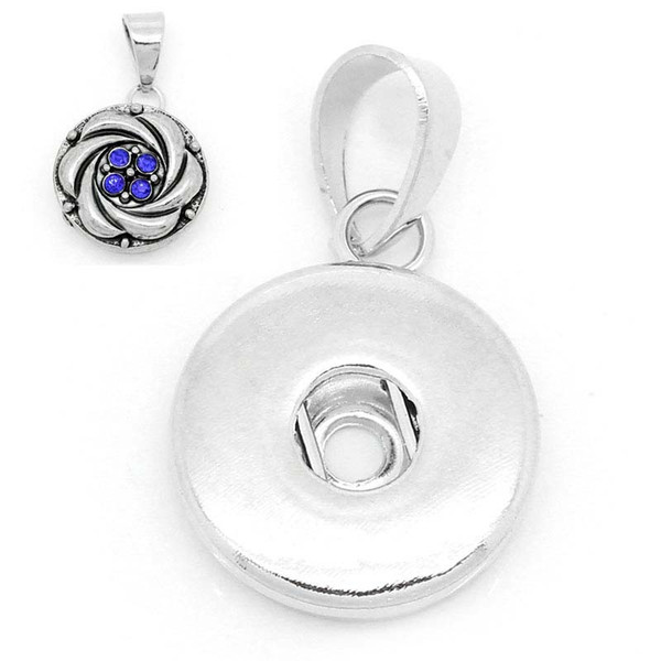 3.2x1.8cm round silver snap necklace jewelry with rhinestone fit 18mm ginger button snap for women