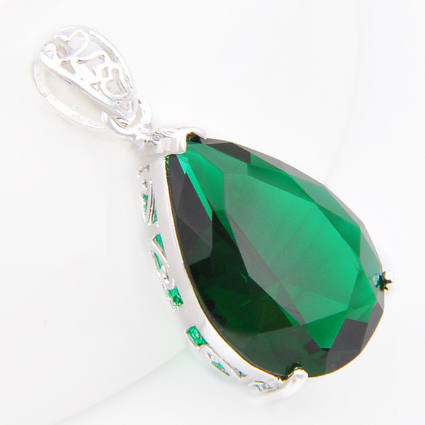Lucky Shine 6 Pieces/Lot Crystal Water Drop Fire Green Quartz Gemstone 925 Sterling Silver Wedding Engagement Pendants Jewelry
