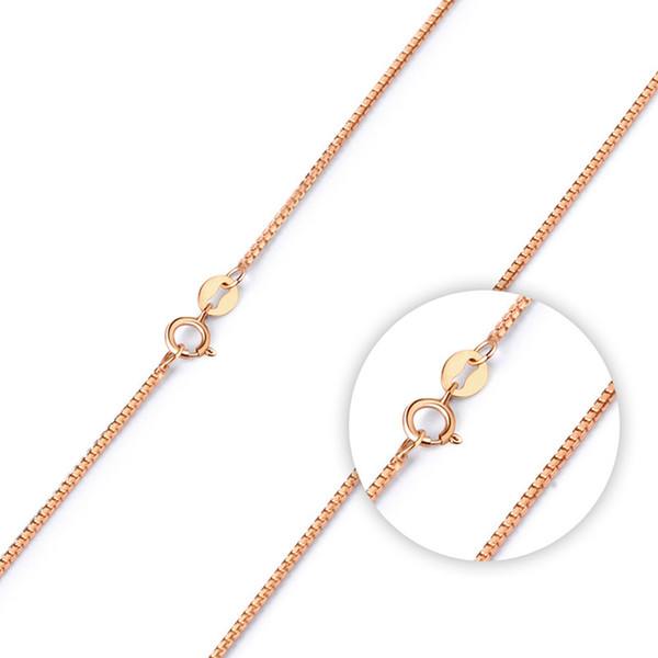 Rose Gold Plated Box Chain Chains Jewelry Findings 1mm 18 inches Link Chain Necklace jewelry for women