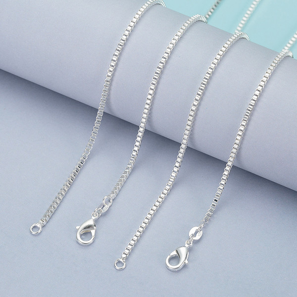 925 Sterling Silver Box Chains Necklace For Pendants Jewelry Cheap Price Chain For Woman Lobster Clasps Size 1.4MM