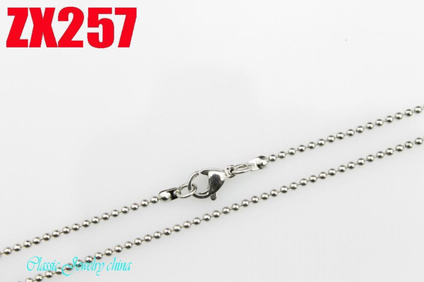 KUNAFIR Seller promotion stainless steel bead chains layd necklaces 20pcs per lot HOT High quality 1.5mm ball chain 16''- 34inch ZX257