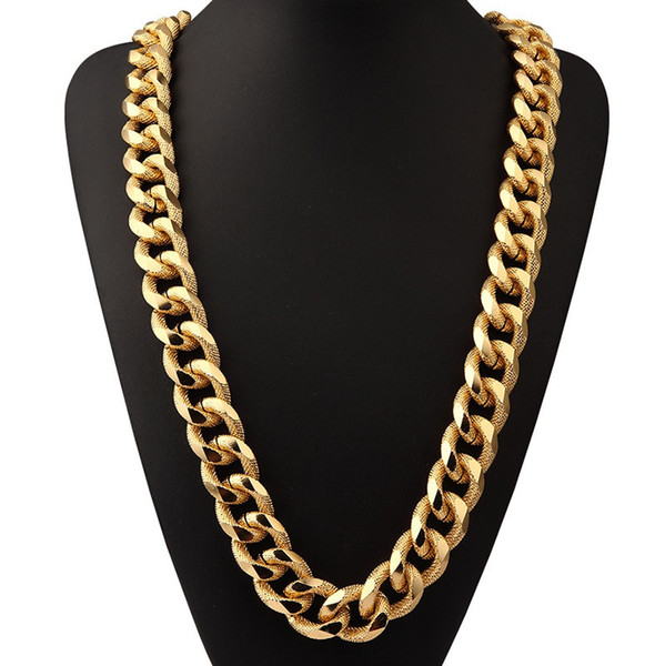 Exaggerated Heavy Mens Gold/Silver Thick Sparse Aluminum Hip Hop Chain 24k Solid Gold Filled Hip Hop Jewelry For Men'S Gift