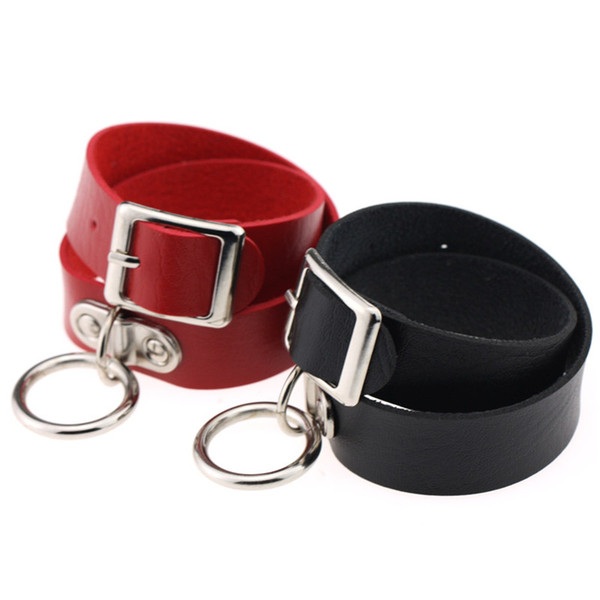 Gothic O Ring Tattoo Choker Necklaces for Women & Ladies Black Faxu Leather Brand Jewelry Drop Ship 161827