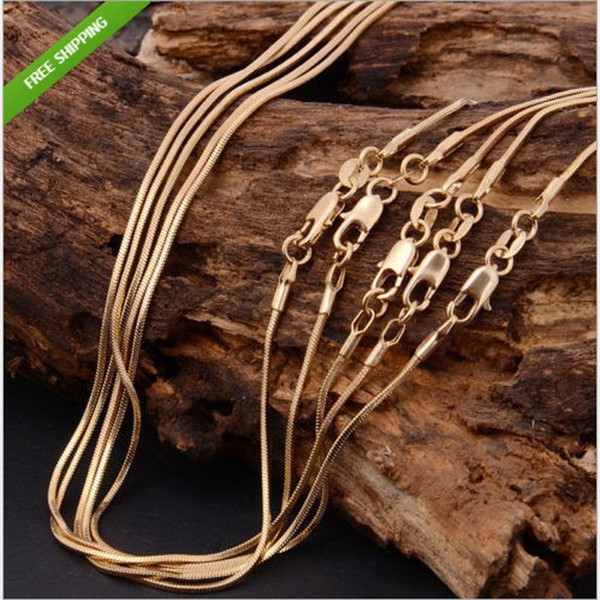 Hot sale jewelry 18K gold-plated snake bone chain necklace High-quality gold-plated snake bone serpentine chain 16-inch - 30 inches Free shi