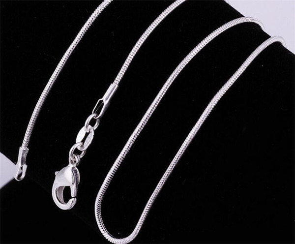 50 pcs 925 Sterling Silver Smooth Snake Chain Necklace Lobster Clasps Chain Jewelry Size 1mm 16inch --- 24inch