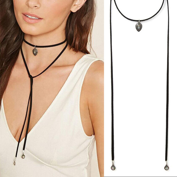 Women Fashion Black Velvet Charm Chain Choker Chunky Statement Bib Necklace high quality as gift free shipping