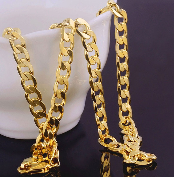 Wholesale Solid 18k Yellow Gold Rope Chains Necklaces For Men S Filled Cuban Curb Necklace Mens Age-old Chain Link Jewelry 7mm