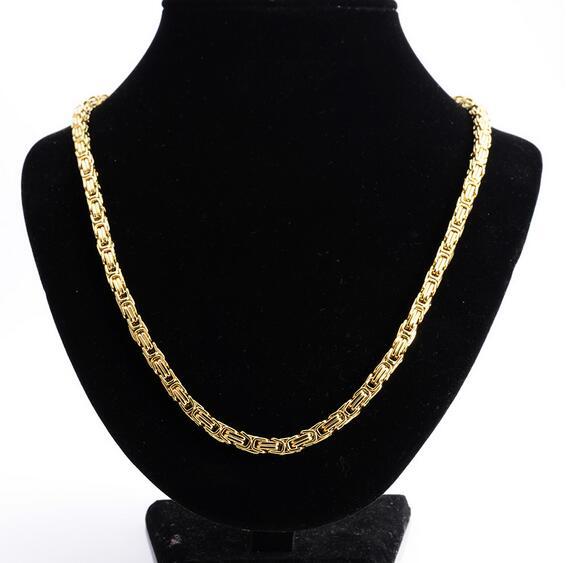 Stainless steel Gold Byzantin Chain Men's/Women's Unisex Fashion Necklace Charm