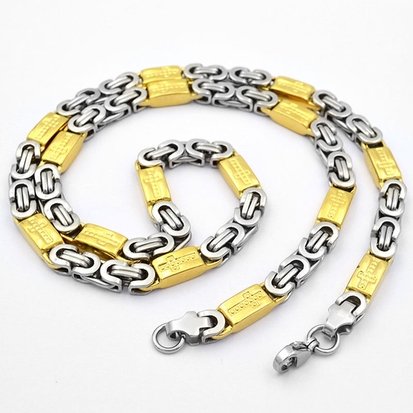 SUNNERLEES Fashion Jewelry Stainless Steel Necklace Silver Gold Color 6mm 8mm 11mm Box Cross Byzantine Link Chain For Mens Womens SC48 N