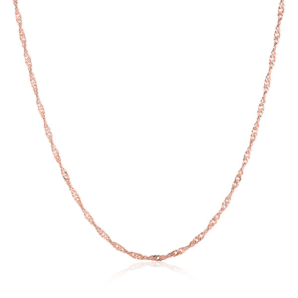 925 Silver Gold Plated 18inches Water Wave Chains Necklace Fashion Women Men Pendant Necklace Link Chain C013-18