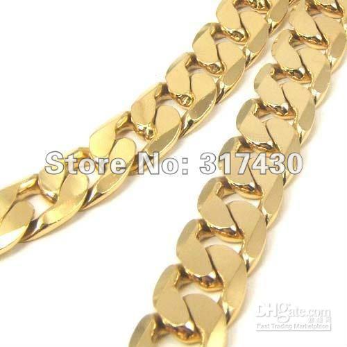 Low Price Heavy Men's Necklace 18k Yellow Gold Filled Necklace 23.6
