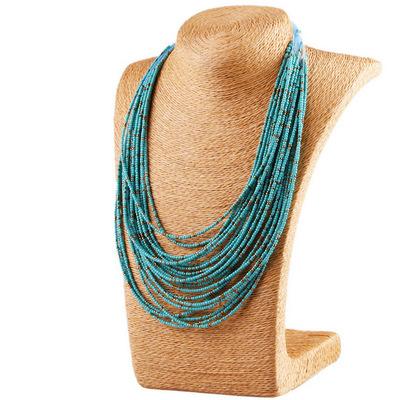 Europe and America retro gem exaggerated personality necklace Bohemian water drops new multi-layer bead necklace jewelry wholesale free ship