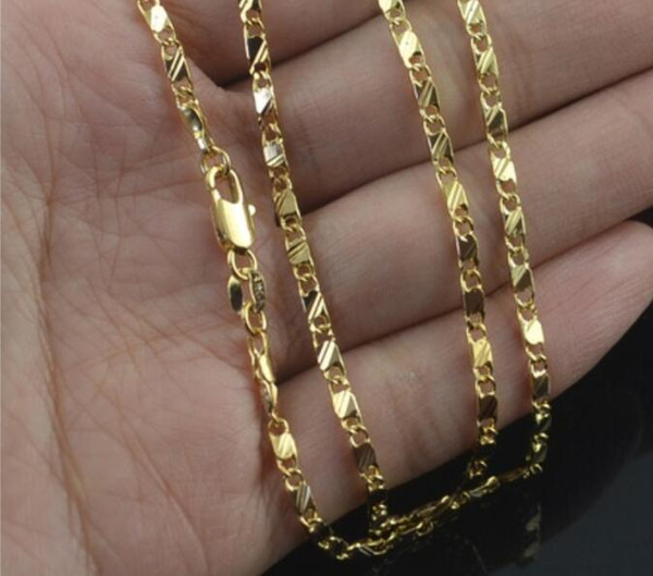 Gold Chain Necklace Gold-plated Chain High Imitation Gold Necklace 2 Mm Fashion Jewelry 2018 Hot Sale