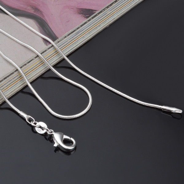 1mm 925 Sterling Silver Snake Chain Necklace for Woman Lobster Clasps Smooth Chain Fashion Wedding Gift 16 18 20 22 24 Inch