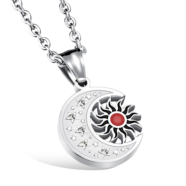 Personality Sun Pendant Necklaces For Man Classical Stainless Steel + Cubic Zirconia Men Classical Jewelry GX1079