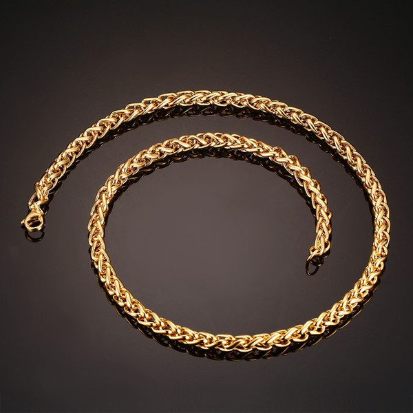6mm Gold Silver Color Fashion Simple Men's Stainless Steel Link Chain Necklace Jewelry Gift for Boys Men J155