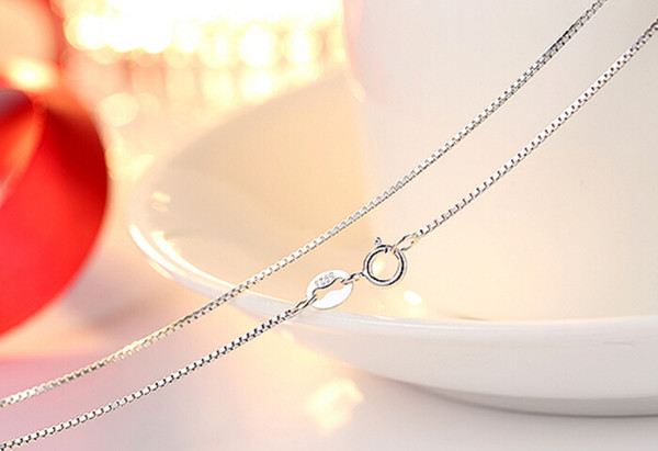 2018 fashion women hot 925 silver plated Box chain vintage single necklace chain hot sale 1MM 16-20 inch bulk 1pcs hot wholesale