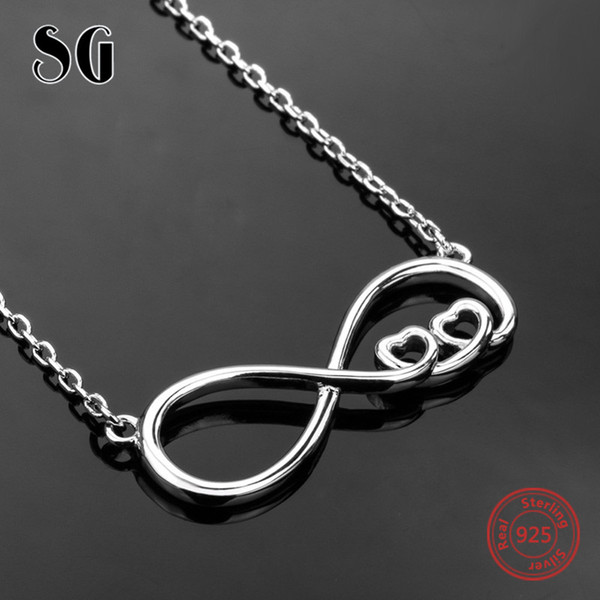 100% 925 sterling silver Infinity maark pendant chain necklace authentic European diy fashion jewelry making for women gifts