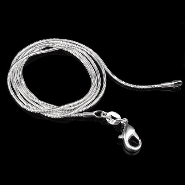 Silver Plated Snake Chain Necklace, 1mm*16/18/20/22/24/26/28/30 inch Bright Silver Color Fine Tiny Chains, 10pcs/lot
