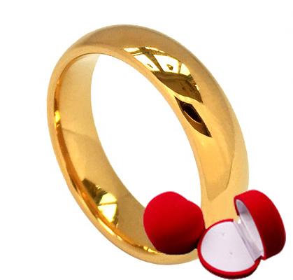 glaze yellow wedding ring for men women with box,24k gold plated marry bride party jewelry accessories,male rings