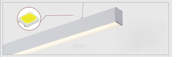 Free Shipping Office lighting hanging suspended 1200mm ceiling led linear light AC85-265V silver and white surface body