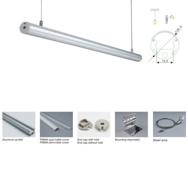 30 X 2M sets/lot Half circle led aluminum profile Round type aluminium led extrusion for suspending lights