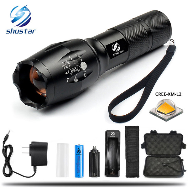 LED flashlight Tactical Flashlight 8000 Lumens XM-L2 Zoomable 5 Modes aluminum Lanterna LED Torch Flashlights For Camping