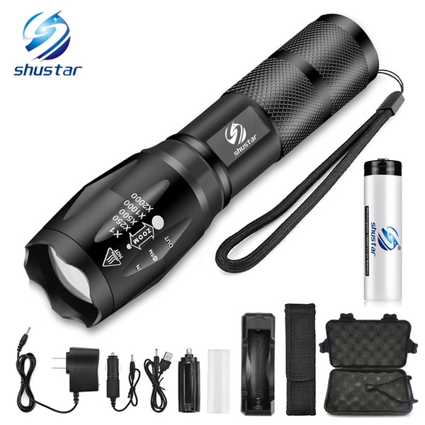 Super bright LED Flashlight Portable outdoor lighting tools 5 lighting modes torch Waterproof aluminum alloy For camping, etc