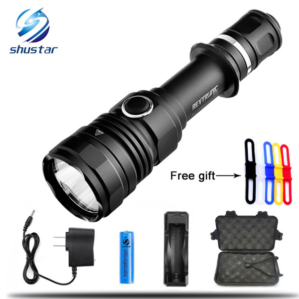 LED Flashlight XML-L2 10000LM Superbright Tactical torch 5 Modes Two memory switch waterproof with 18650 battery+charger