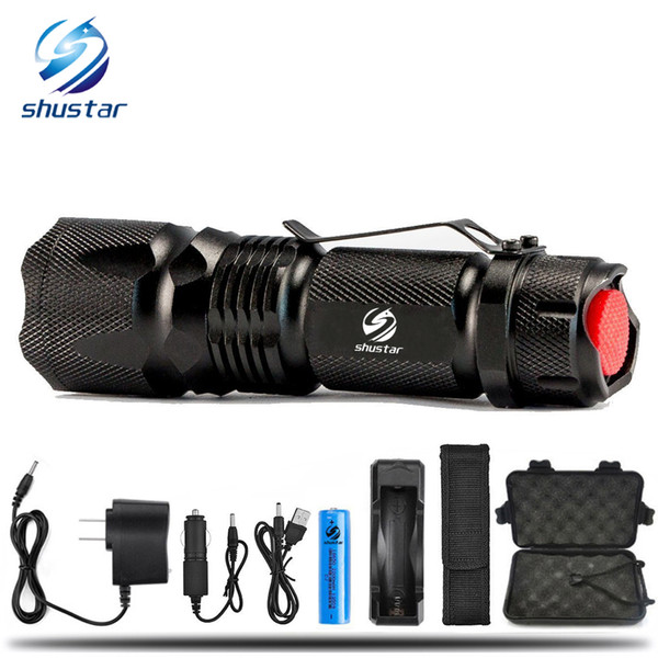 Tactical Led flashlight Ultra Bright 4000 Lumens T6 L2 Zoomable led torch light use Rechargeable 18650 battery +charger