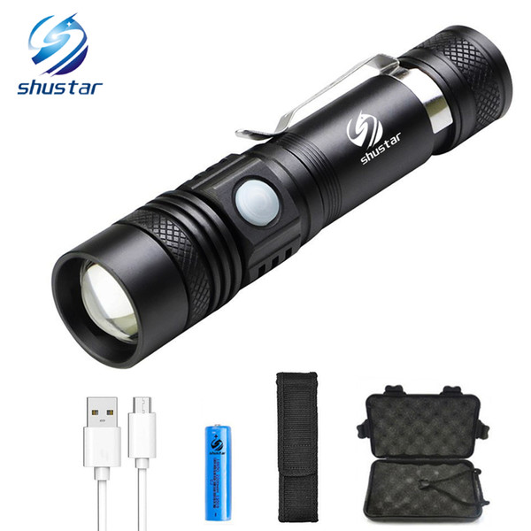 USB Rechargeable LED flashlight XML-T6 high lumens led torch Ultra Bright waterproof flashlight with 18650 battery