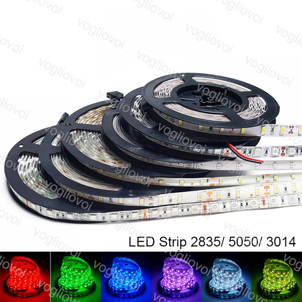 Led Strip Light SMD2835 3014 5050 DC12V 300LED 600LED 1020LED Round 2 wire Fiexble Light Led Ribbon Waterproof Super Bright LED Lights DHL