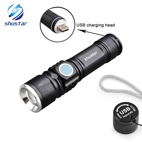 USB LED Flashlight Mini Torch Flash Light Pocket LED lamp Zoomable Lamp For Riding Outdoor Portable strong light