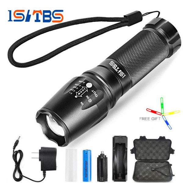 Big Promotion LED Flashlight 5 Modes 5000 Lumens Zoomable Ultra Bright CREE XM-L T6 LED Torch 18650 Battery + Charger