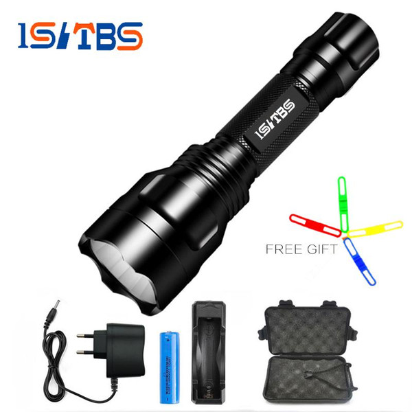 LED Flashlight XML-T6 8000LM C8 Tactical LED Flashlight Aluminum Hunting Flashlight Torch Lamp +18650+Charger