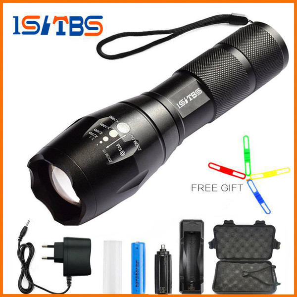 Wholesale led flashlight Ultra Bright torch CREE XML-T6 LED Flashlight 5 lighting Modes 5000 lumens Zoom LED torch use 18650 battery