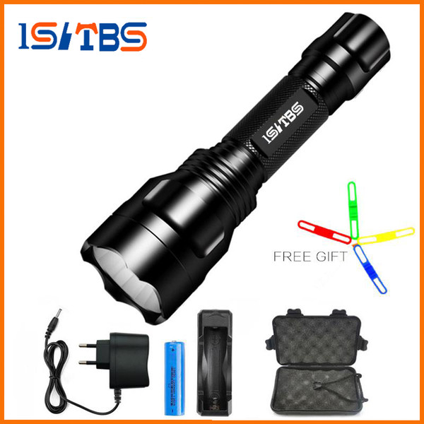 Wholesale LED Flashlight XML-T6 8000LM C8 Tactical LED Flashlight Aluminum Hunting Flashlight Torch Lamp +18650+Charger