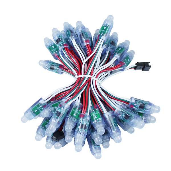 100 pcs/lot 12mm WS2811 2811 IC RGB Wire cable Led Module String DC 5V input IP68 waterproof Full color RGB Digital LED Pixel Light