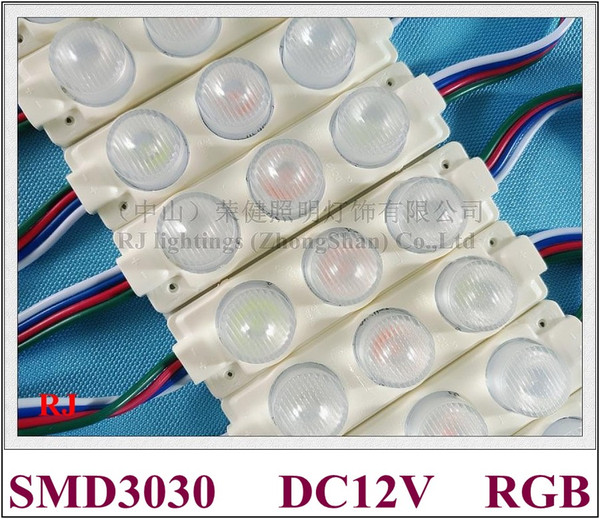 3LED 3W SMD3030 RGB LED module lamp light back light with lens for lighting boxes DC12V 75mm*20mm 3W 360lm aluminum PCB